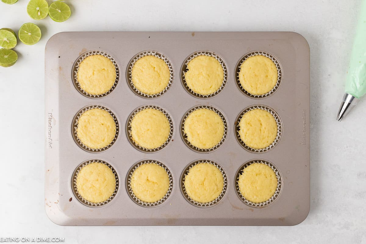 Baked cupcakes in a cupcake pan