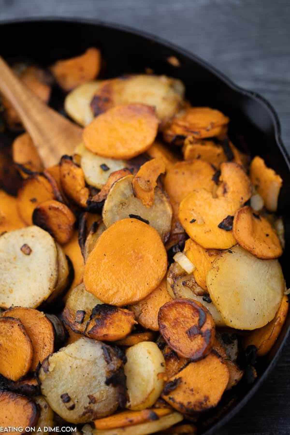 pan fried potatoes and sweet potatoes