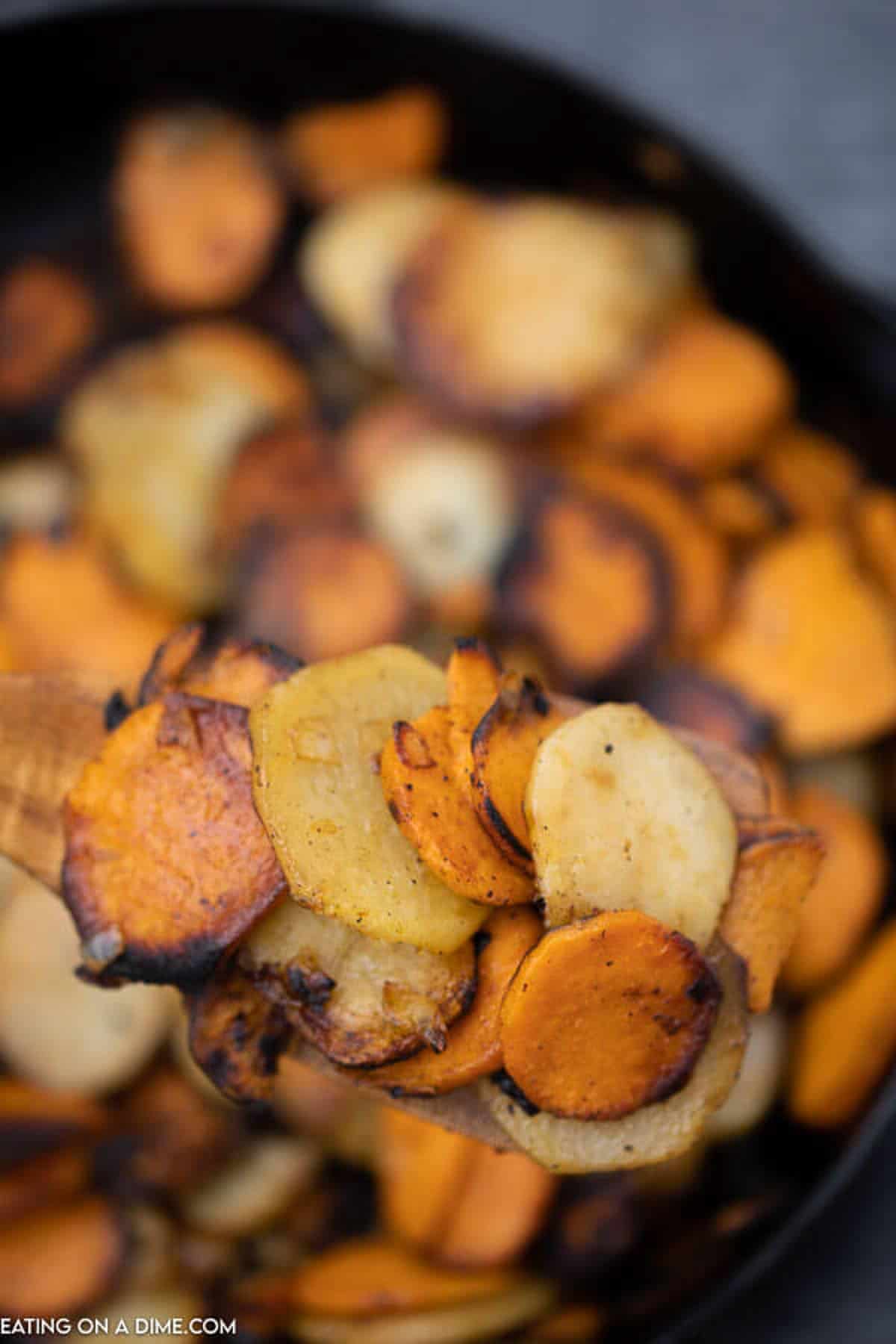 pan fried potatoes and sweet potatoes