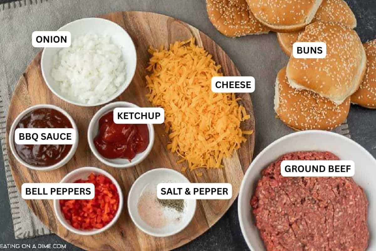 Skip the canned sloppy joes and make this easy BBQ Sloppy Joes Recipe. You will save money and it tastes better than anything at the store! Ingredients for recipe: buns, ground beef, cheese, onion, bbq sauce, bell peppers and ground beef.