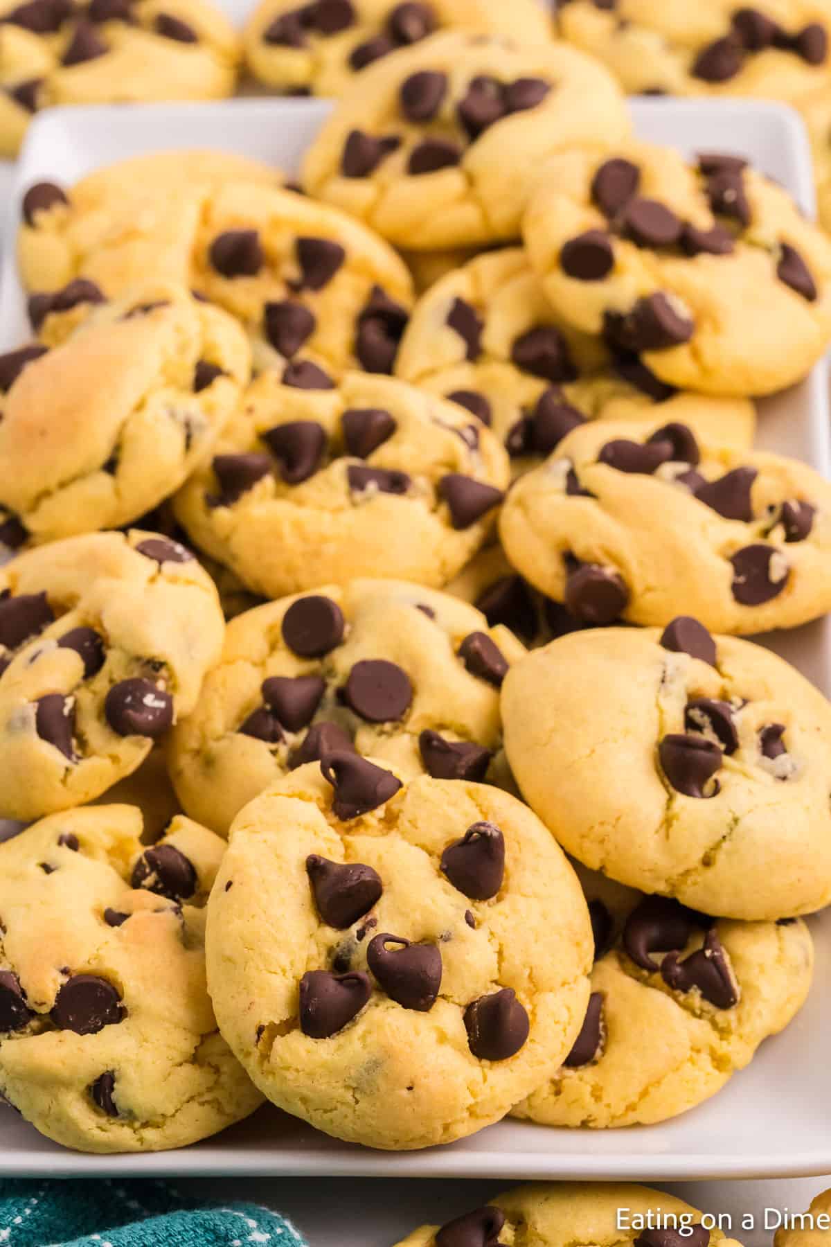 Chocolate Chip Cookies stacked on a platter