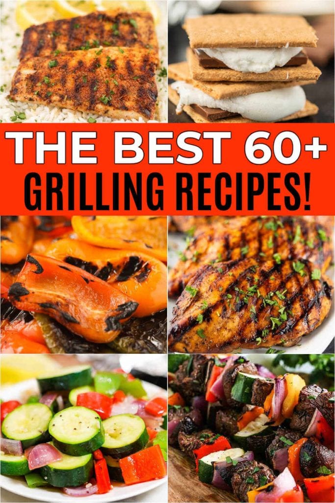 Check out over 60 of the best grilling recipes including chicken, sides, meat, steak and foil packets!  You will love these easy and healthy grilling recipes that are perfect this Spring and Summer.  You will love these grilling recipes! #eatingonadime #grillingrecipes #summerrecipes 
