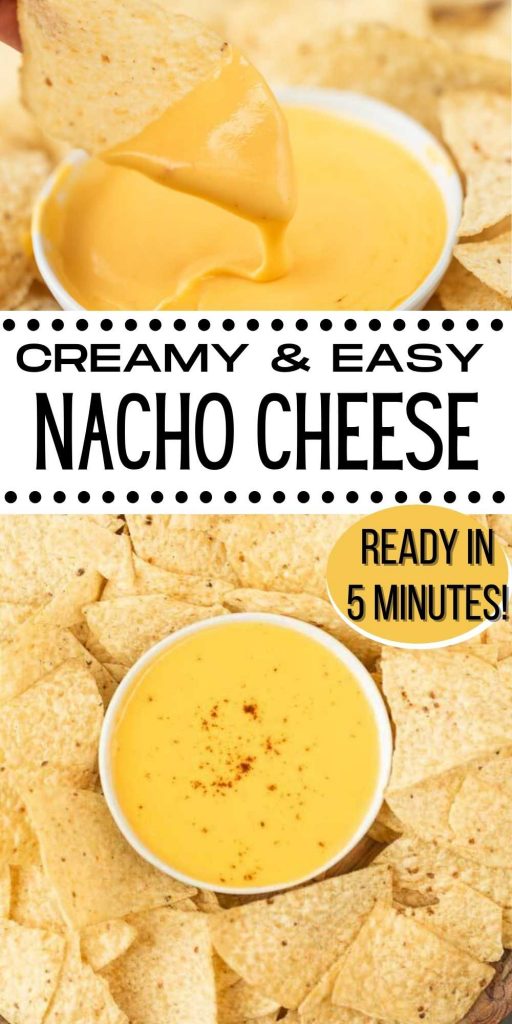 This is the best and the easiest nacho cheese sauce that is made in less than 5 minutes with only 5 ingredients.  You can now easily make easy homemade nacho sauce in minutes.  You’ll love this homemade nacho cheese sauce recipe.  #eatingonadime #diprecipes #cheesesaucerecipes #nachorecipes 
