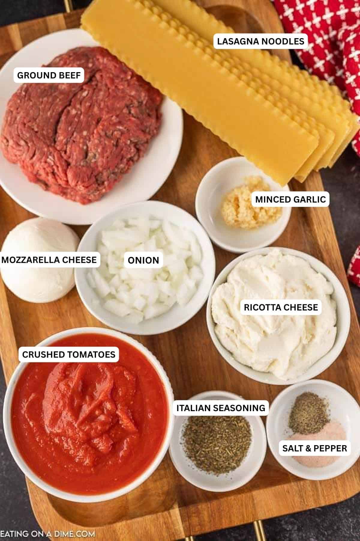 Skillet lasagna recipe is ready in under an and you only have one pan to wash. Enjoy all that you love about lasagna in this easy meal. Ingredient for recipe: lasagna noodles, ground beef, minced garlic, mozzarella cheese, onion, ricotta cheese, crushed tomatoes, Italian seasoning, salt and pepper.