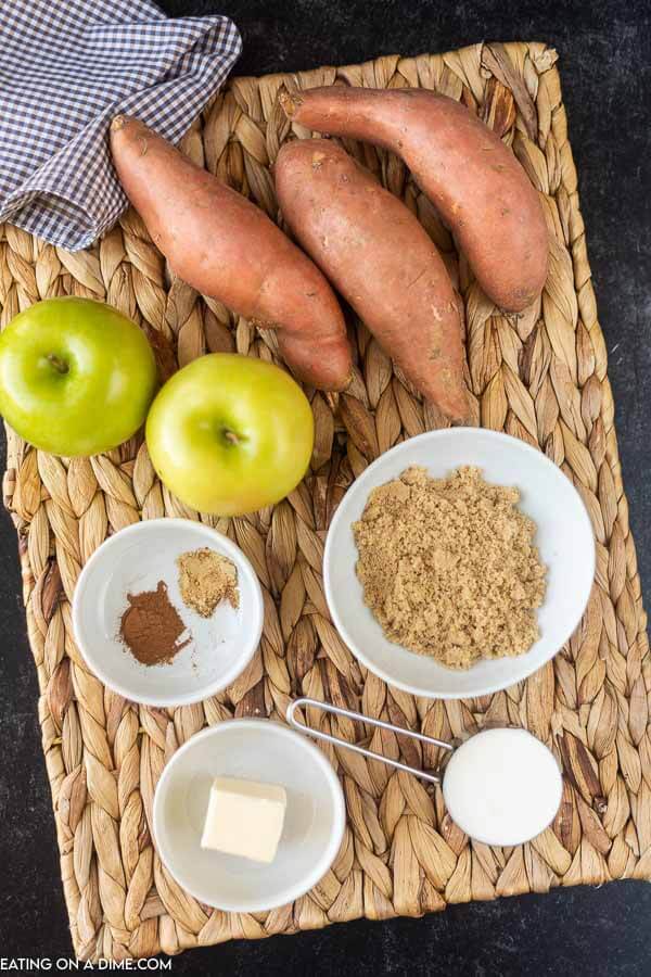 ingredients for recipe: sweeet potatoes, apples, butter, brown sugar