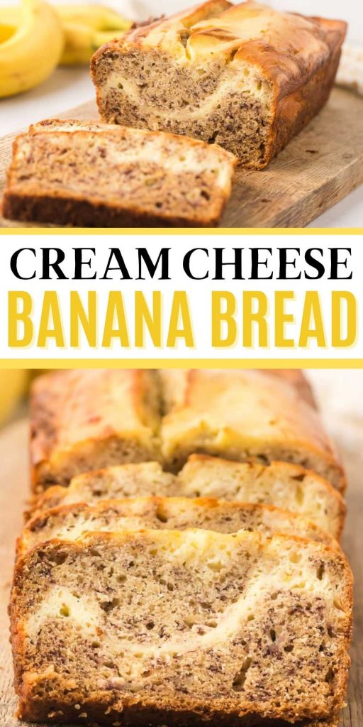 This cream cheese banana bread recipe is the best.  This bread is moist and delicious!  This is one of my favorite coffee cake recipes.  You’ll love this easy and delicious cream cheese banana bread recipe! #eatingonadime #breadrecipes #bananarecipes #bananabread 

