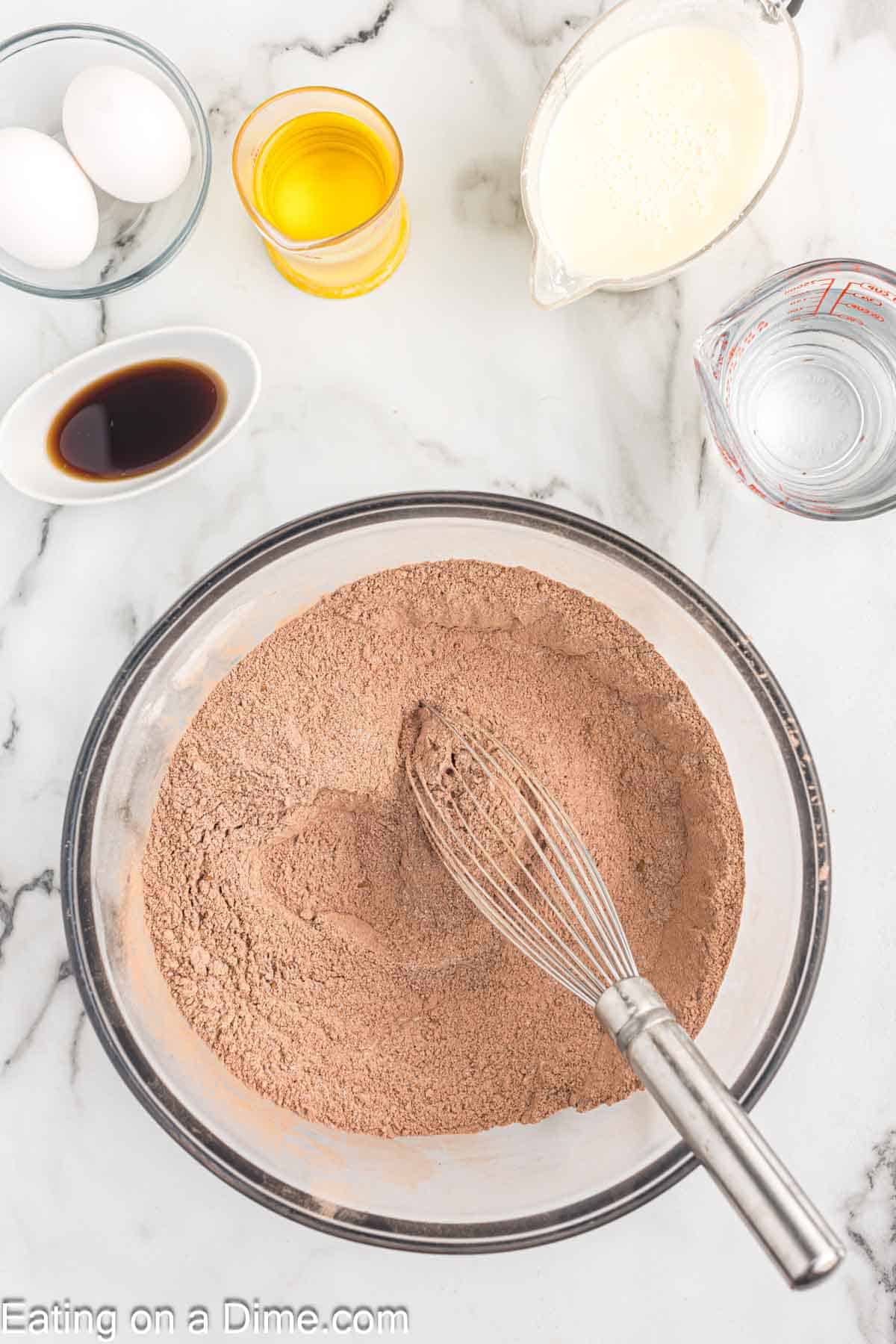 Combine dry ingredients in a bowl with a whisk