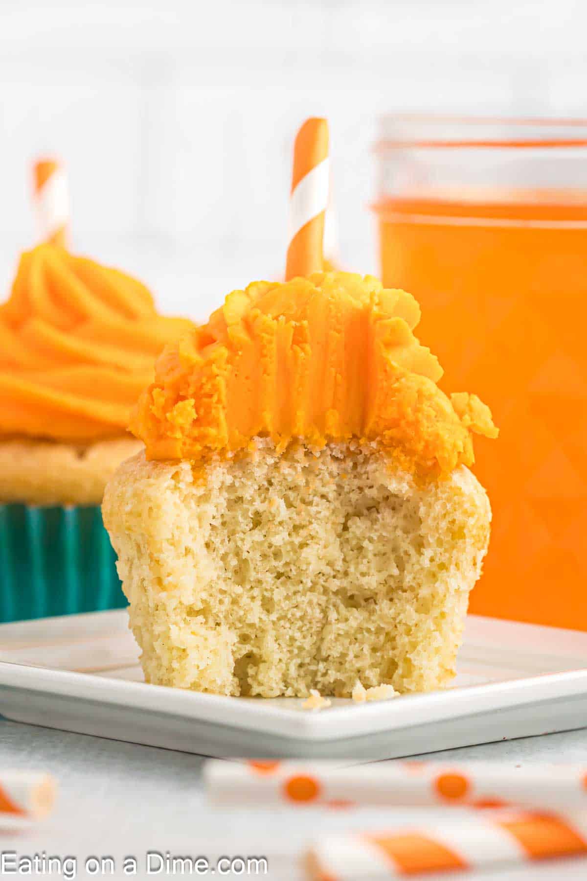 Orange Cupcakes on a cake plate