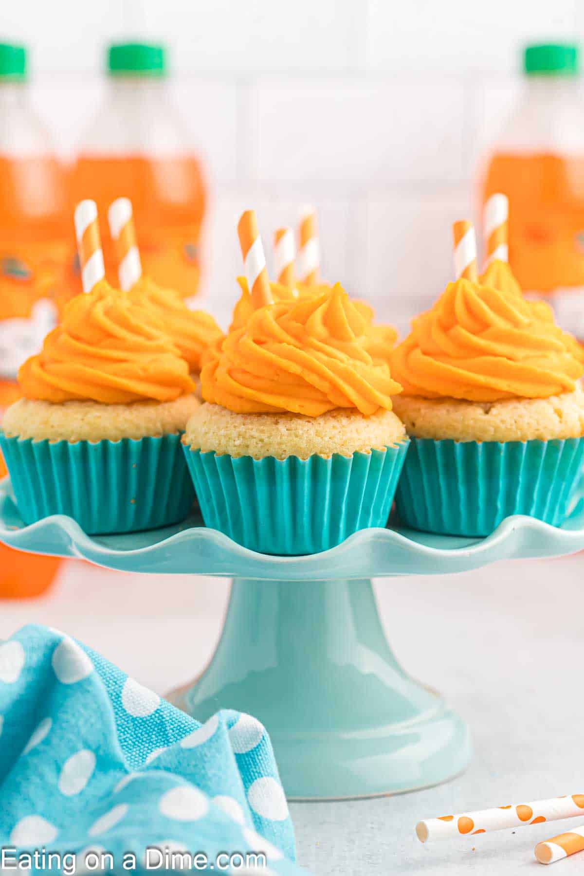 Orange Cupcakes on a cake stand