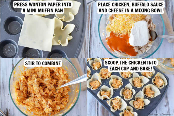 How to make buffalo chicken wonton cups 