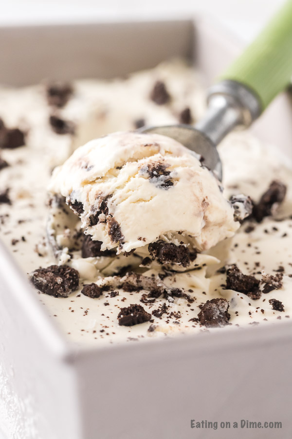 cookies and cream ice cream in pan