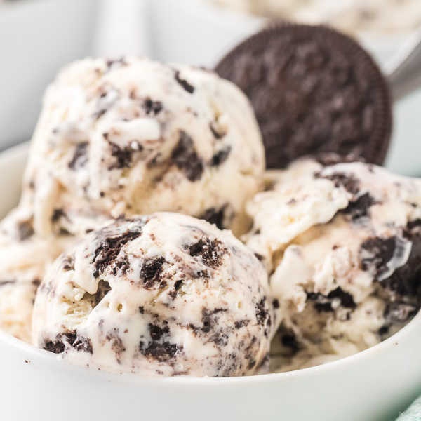 cookies and cream ice cream in a bowl