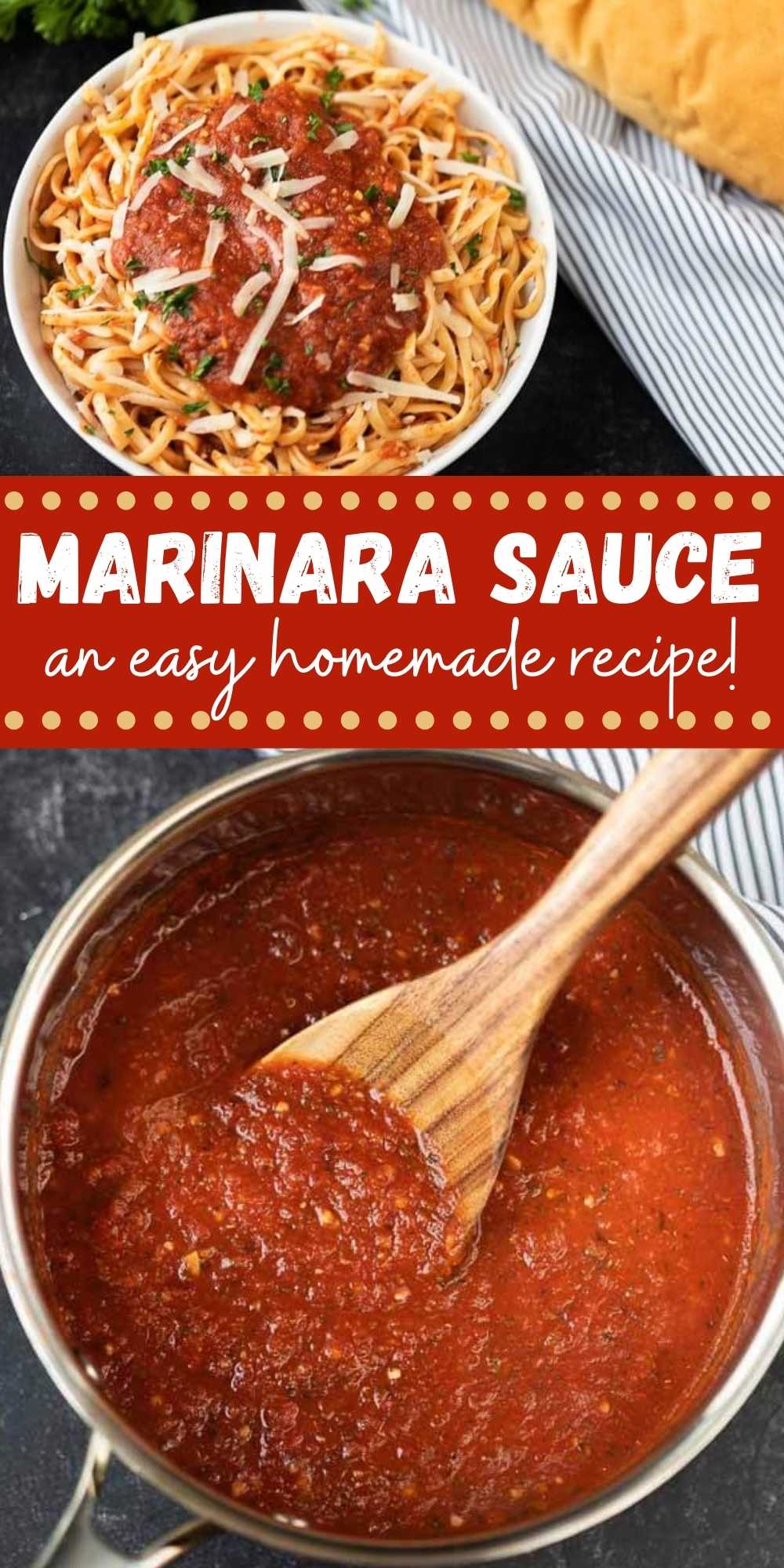 This homemade marinara sauce recipe is easy to make in only 15 minutes. This easy recipe is gluten-free and is the best and the easiest homemade marinara sauce made with canned tomatoes. #eatingonadime #marinararecipes #saucerecipes #Italianrecipes 