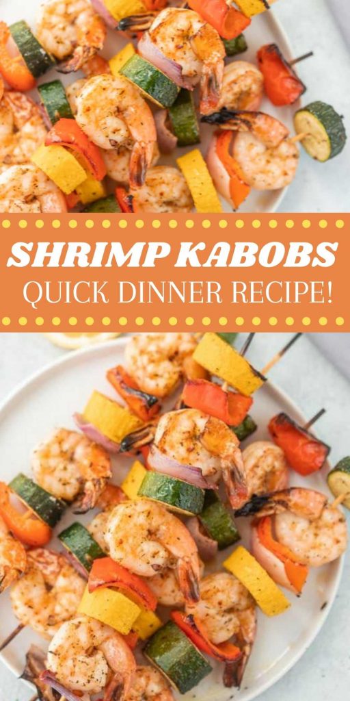 These grilled shrimp kabobs are super easy to make and tastes amazing too.  These easy shrimp skewers can be made on the grill or in the oven.  The marinade on this recipe is simple but packed with flavor! #eationgonadime #shrimprecipes #seafoodrecipes #kabobrecipes #grillingrecipes 
