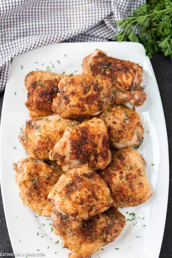 chicken thighs on platter
