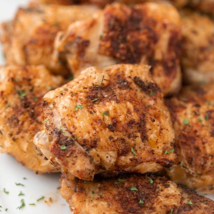 chicken thighs on platter