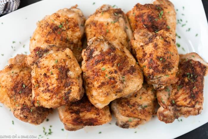 chicken thighs on platter