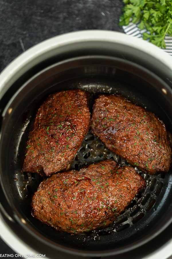 cooked steak in the air fryer