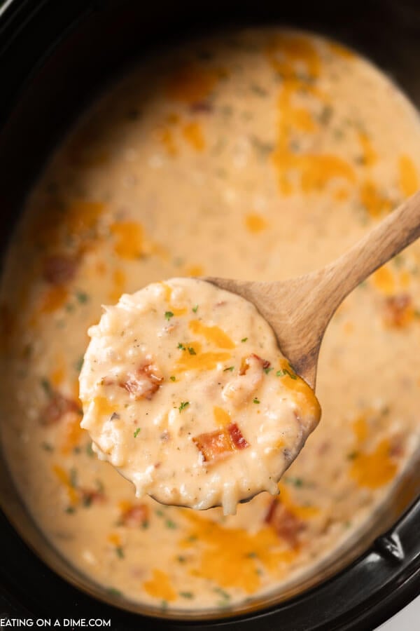 crock pot of crack potato soup