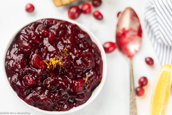 cranberry sauce in a serving bowl