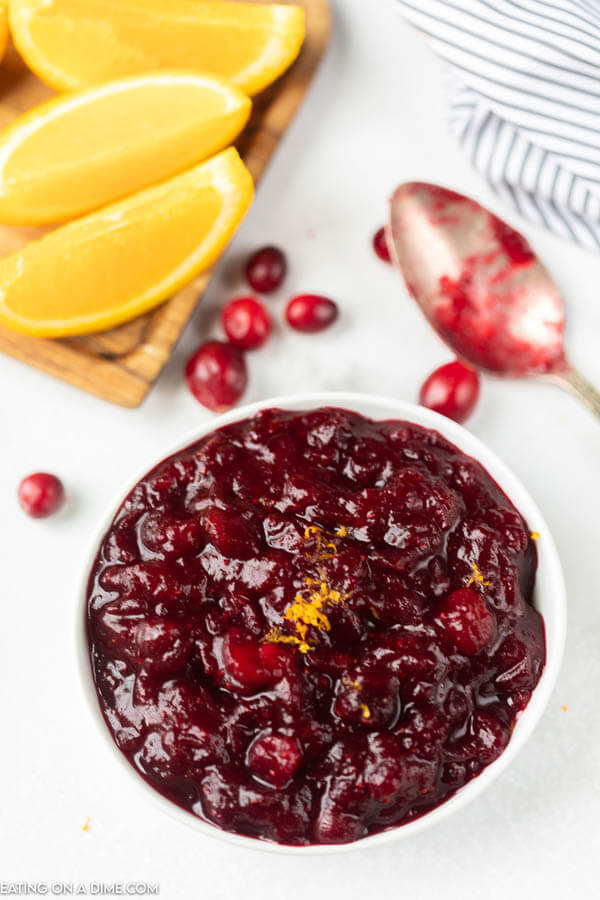 cranberry sauce in a bowl. 