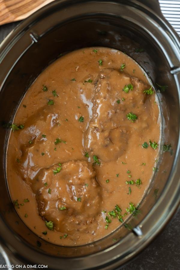 crockpot with cube steak and gravy