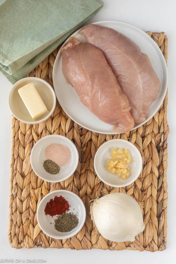 ingredients for turkey: butter, seasoning, turkey breast