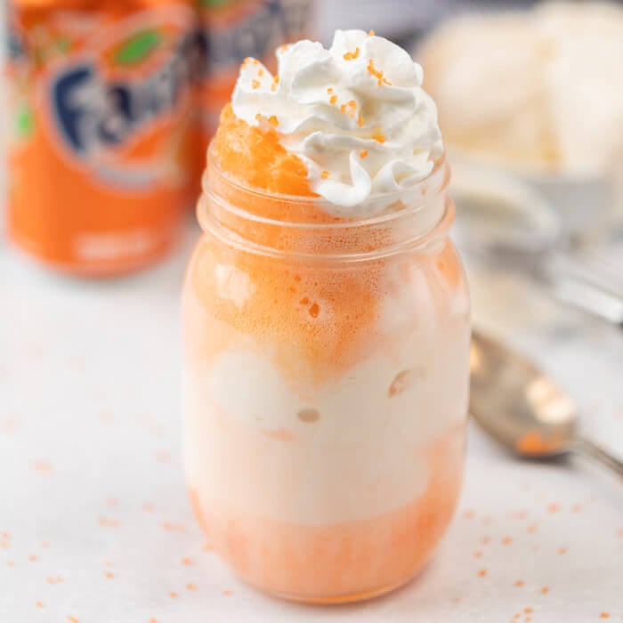 fanta orange float in mason jar