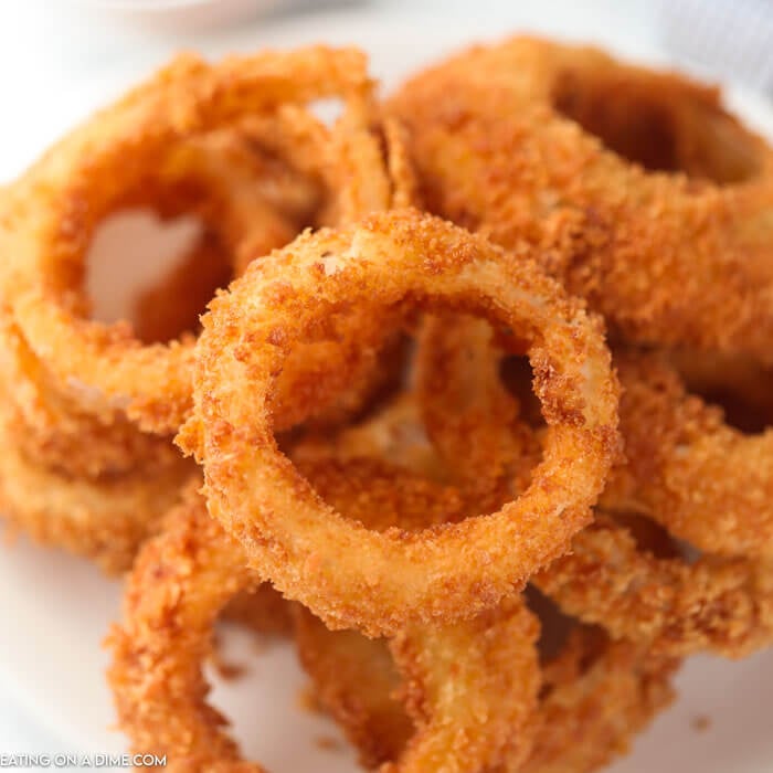 pile of onion rings on plate