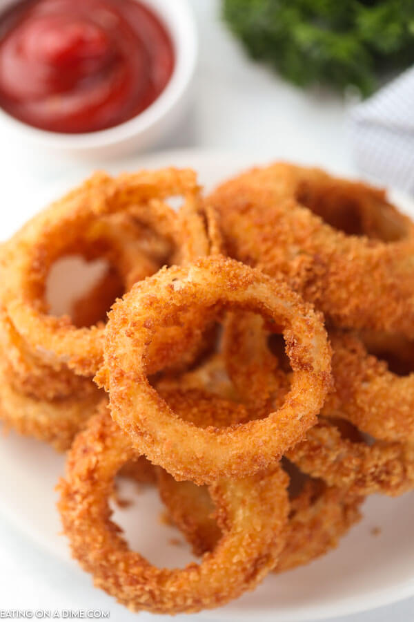 pile of onion rings on plate