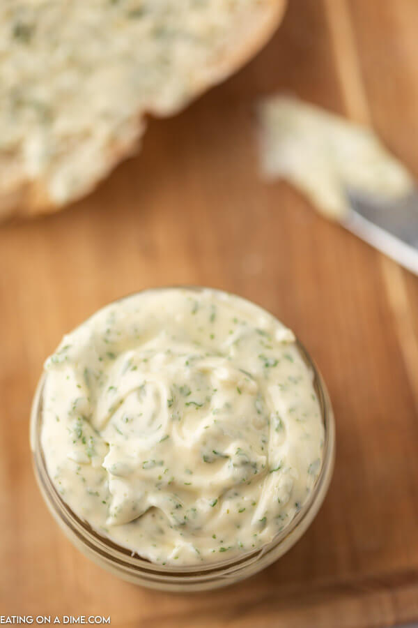 picture of garlic butter in jar