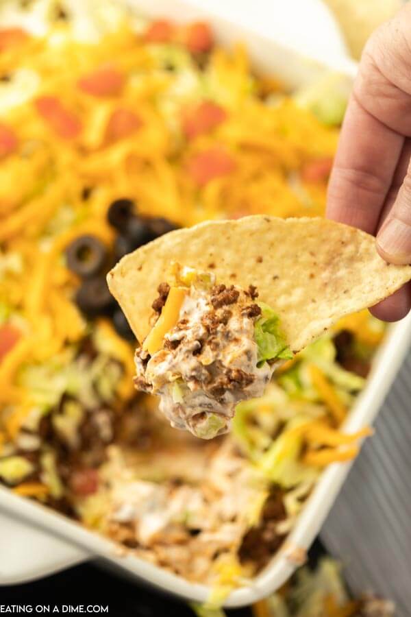 baking dish with taco dip 