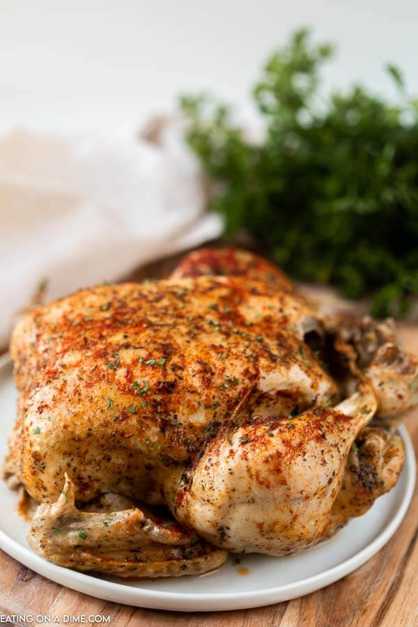 picture of seasoned pressure cooker whole chicken.