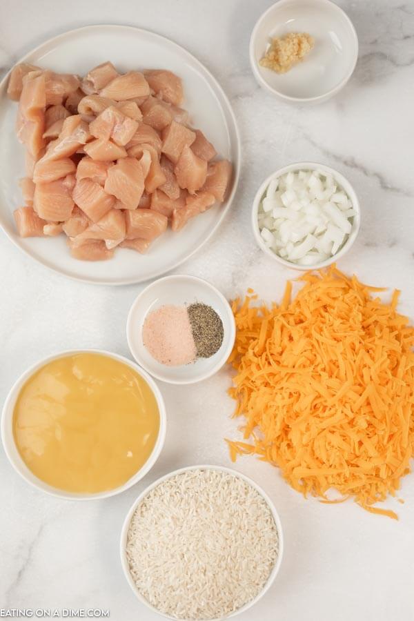 Ingredients to make this Instant Pot Chicken and Rice recipe. 