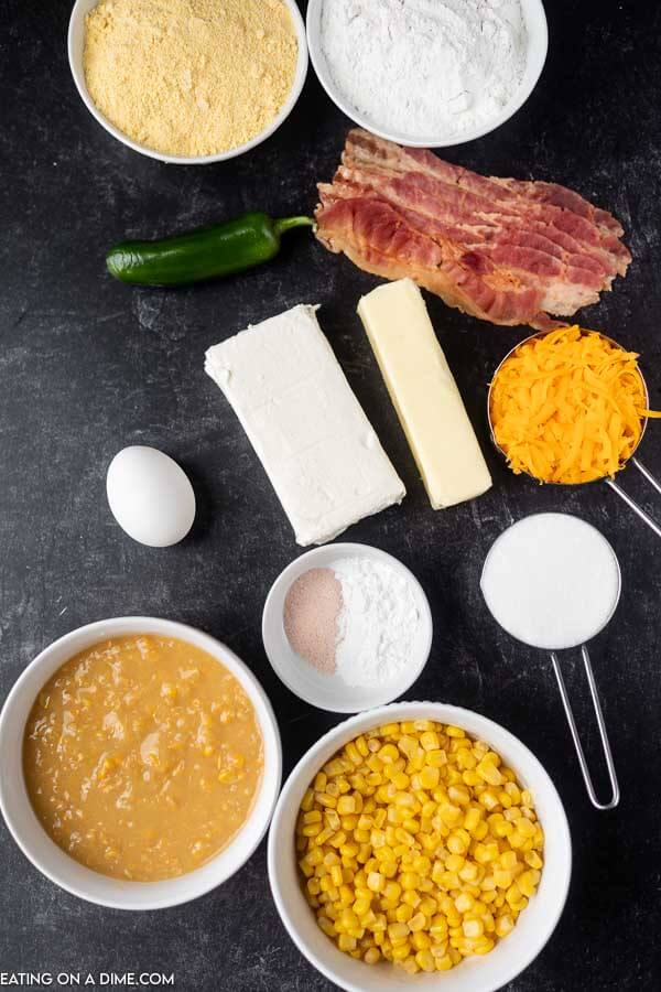 Ingredients to make this easy corn casserole recipe. 