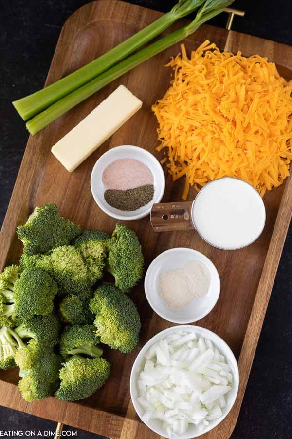 Ingredients to make this keto broccoli cheese soup. 