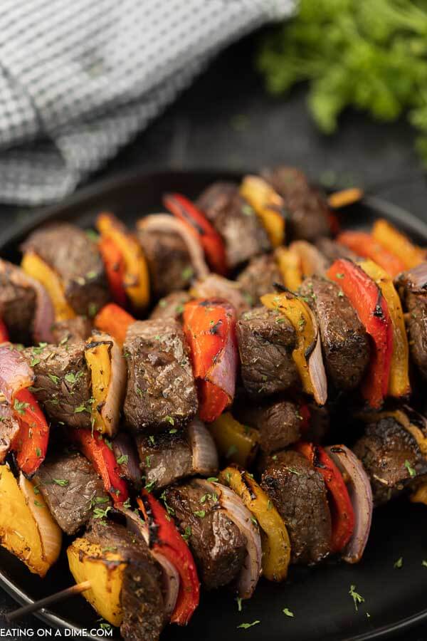photo of beef kabobs on plate