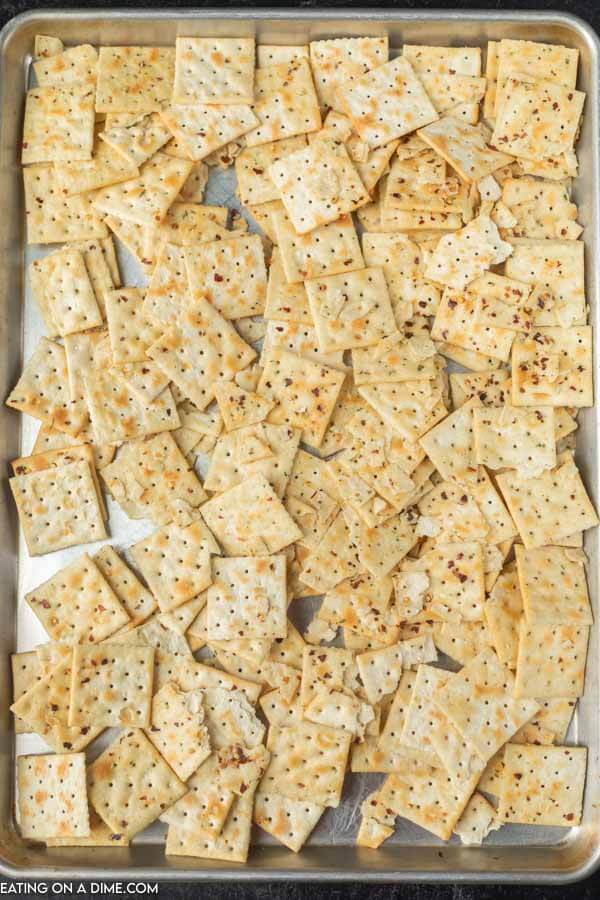 crackers on baking sheet