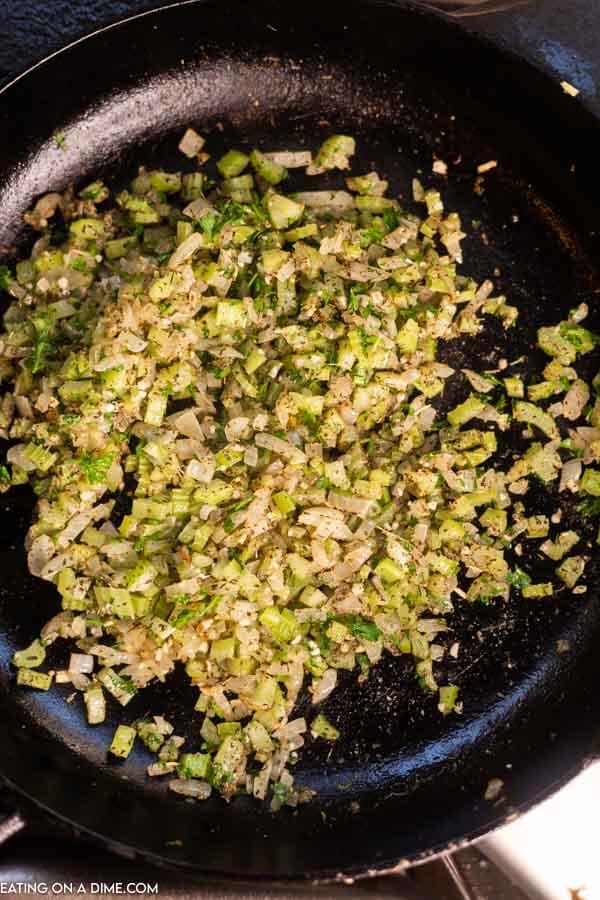 Cooking veggies in a cast iron skillet