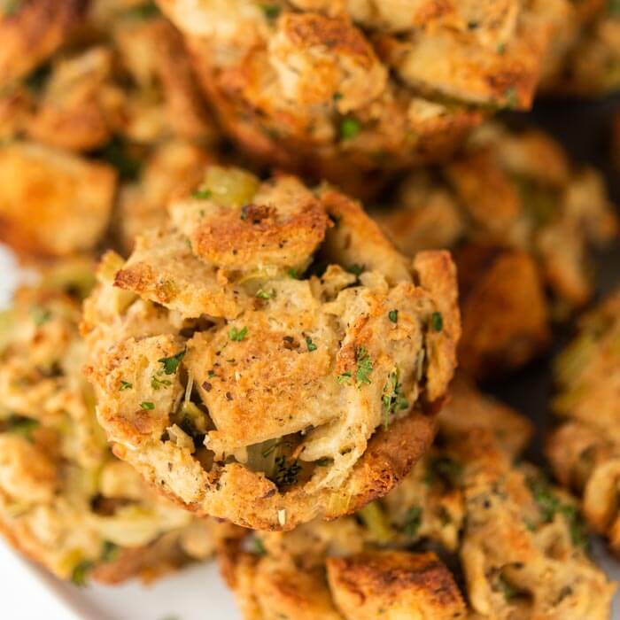 close up picture of stuffing muffins