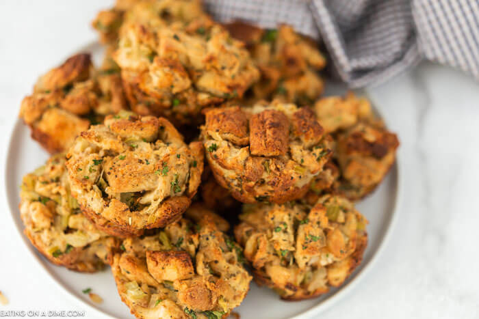 plate of stuffing muffins