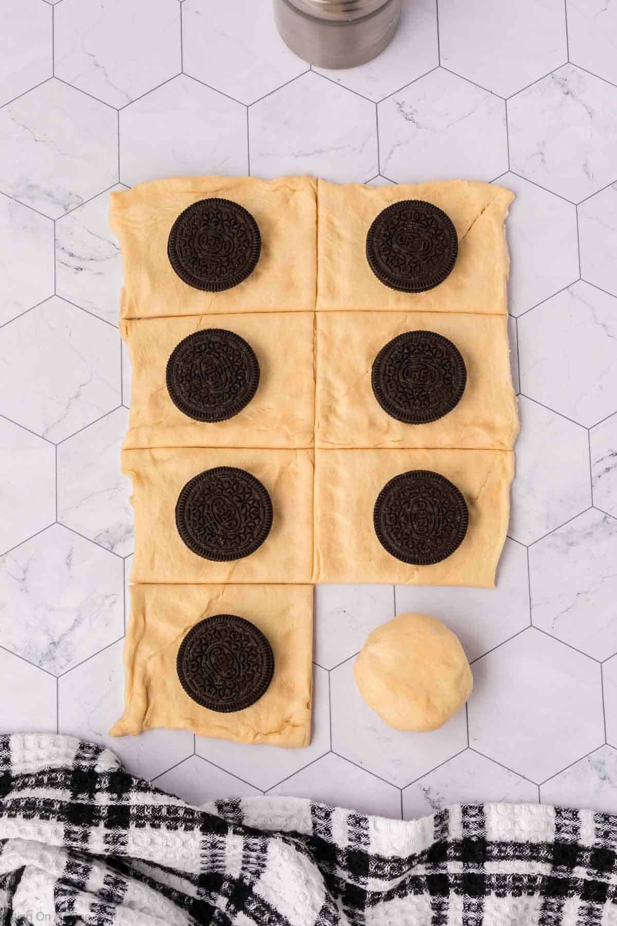 Crescent Roll Dough topped with Oreos