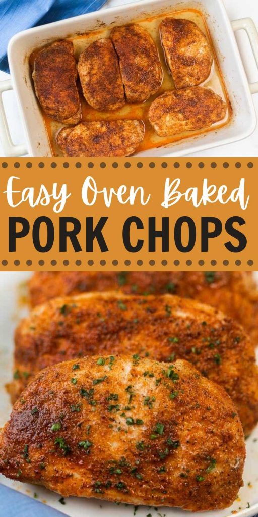 Try this simple baked pork chops recipe that is easy to make and delicious too. This oven baked boneless pork chops recipe is easy to make and packed with flavor too!  You’ll love this simple and juicy baked pork chops recipe.  #eatingonadime #porkrecipes #porkchopsrecipes #bakingrecipes 
