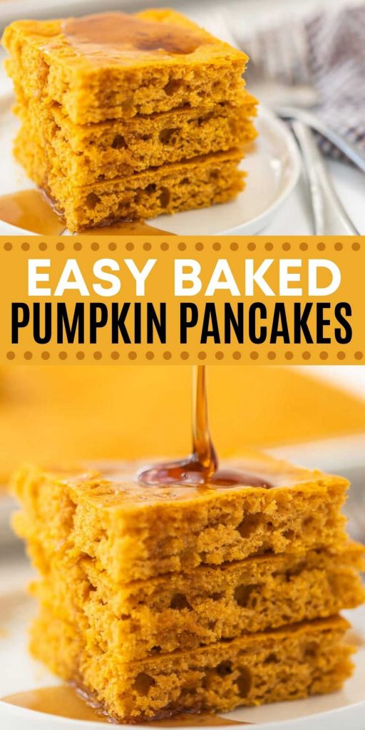 You are going to love this easy and delicious Pumpkin Baked Pancakes. Baking pancakes is a great way to make Easy Baked Pumpkin Pancakes!  These pancakes are fluffy and filled with pumpkin filling and pumpkin pie spice.  Everyone will love this easy Fall Breakfast Recipe!  #eatingonadime #pumpkingrecipes #bakedpancakes #pumpkingbreakfastrecipes 
