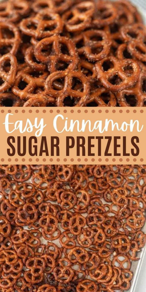 Cinnamon Sugar Pretzels are an easy to make snack recipe.  Crunchy cinnamon pretzels are ready in no time at all! They're the perfect game day appetizers but sweet enough for dessert too!  Everyone loves this Cinnamon Sugar Pretzel Recipe!  #eatingonadime #snackrecipes #dessertrecipes #pretzelrecipes 
