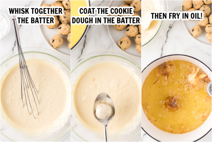Close up image of the process of cookie dough. 
