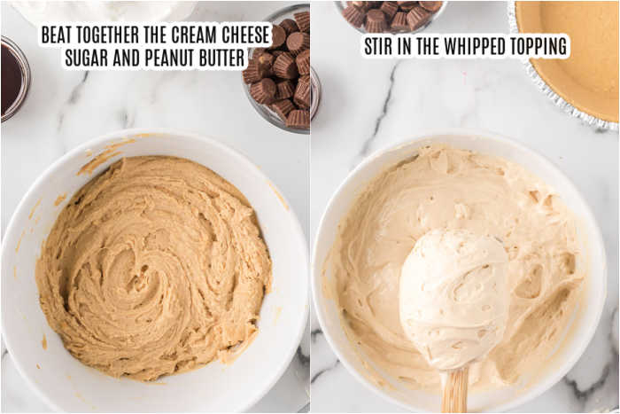 The process of making the peanut butter filling. 