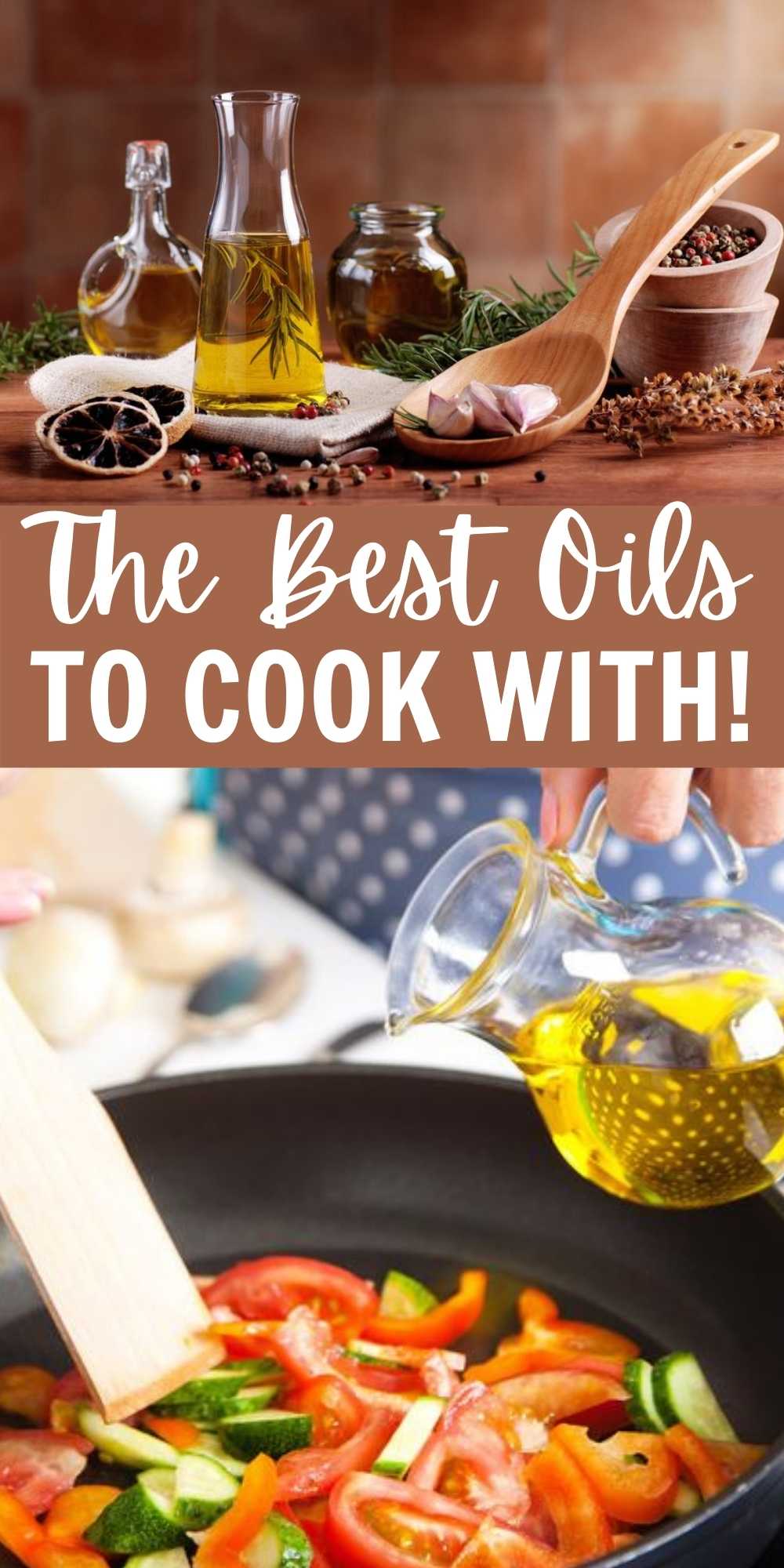 Knowing the best oil to cook with will help you make the tastiest and healthiest dinners. Learn which oil is be best for high heat cooking and which ones shouldn’t be used in cooking at all! Plus all the health benefits of all the different types of oil.  #eatingonadime #cookingtips #kitchentips #cookingoils #thebestcookingoils 
