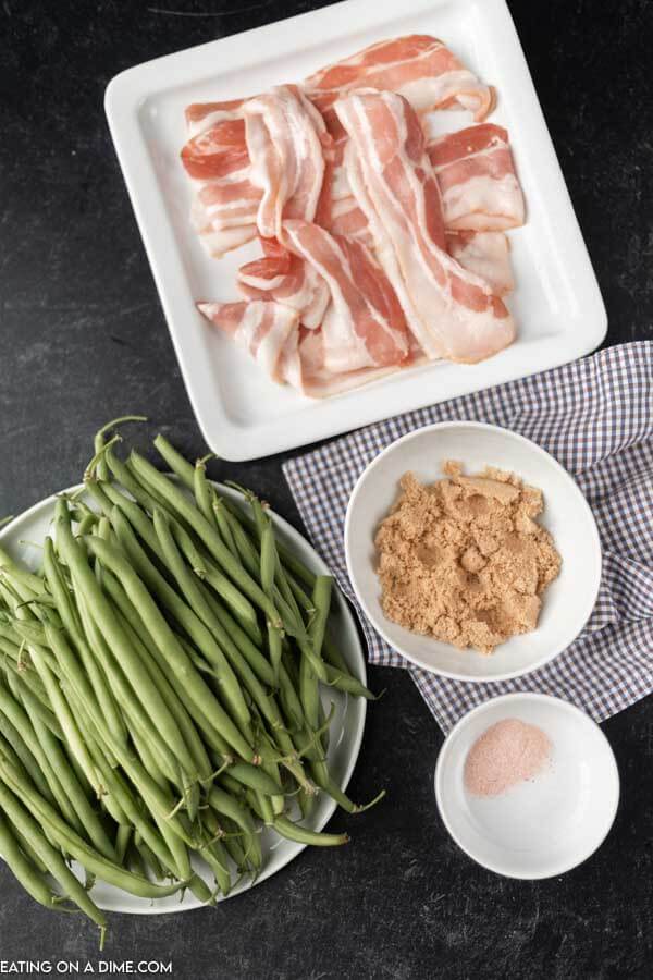 ingredients for recipe: bacon, green beans, brown sugar, salt