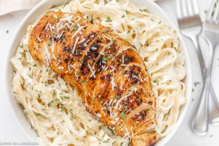 bowl of chicken alfredo